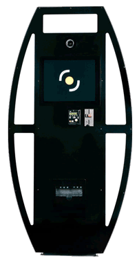 FB-001. Stationary photo booth for hotel, ferry, shopping center, tourist resort etc. Photo booth with coin chip validator and payment terminal.